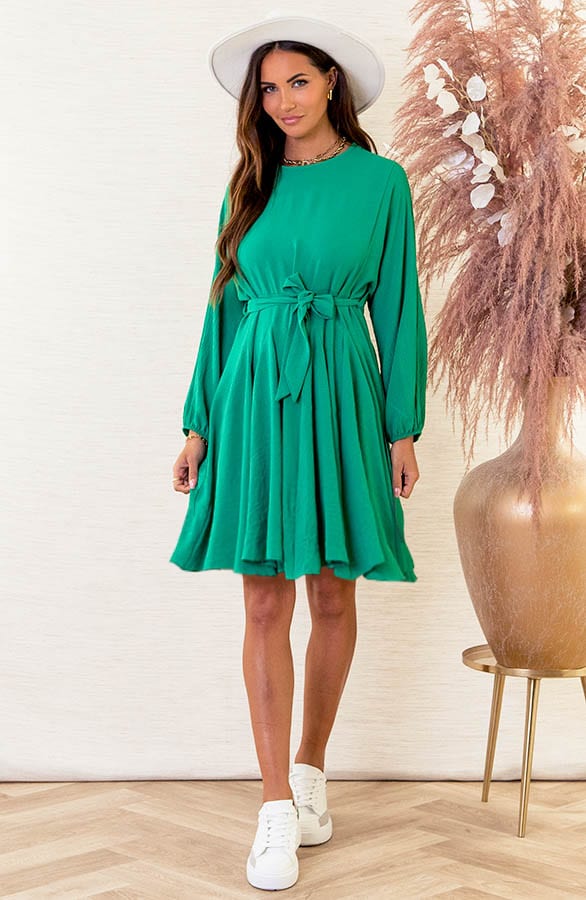 A-lijn Strik Jurk Mia Bright Green – shoparchief — foto 6