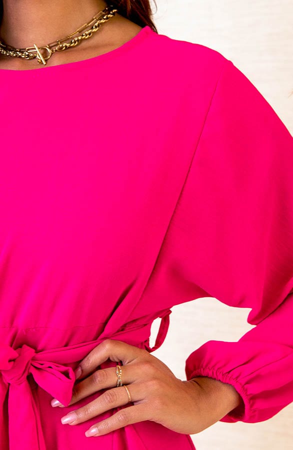 A-lijn Strik Jurk Mia Fuchsia – shoparchief — foto 5