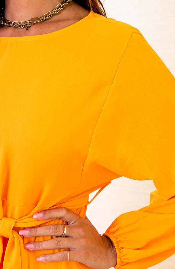 A-lijn Strik Jurk Mia Oranje – shoparchief — foto 5