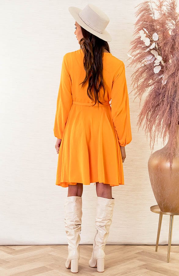 A-lijn Strik Jurk Mia Oranje – shoparchief — foto 4