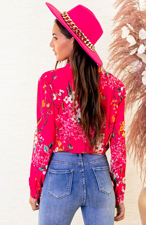 Bloemen Blouse Faye Fuchsia – shoparchief — foto 4