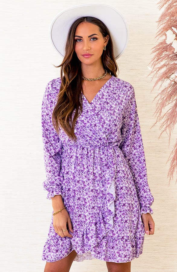 Bloemen Overslag Jurk Anouk Lila – shoparchief — foto 2