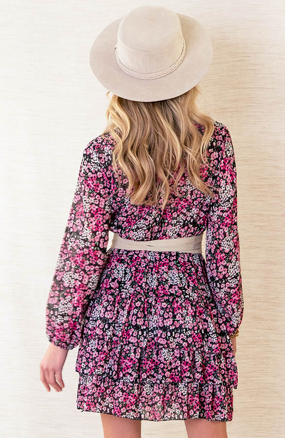 Bloemenprint Jurk Laagjes Lena Roze – shoparchief — foto 4