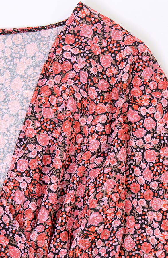 Bloemenprint Overslag Jurk Anouk Koraal Rood – shoparchief — foto 7