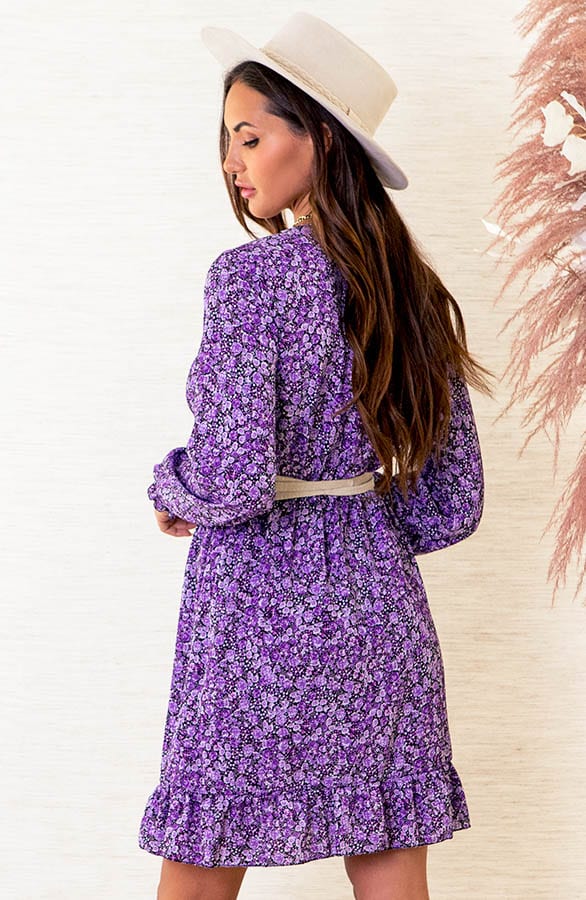 Bloemenprint Overslag Jurk Anouk Lila – shoparchief — foto 4