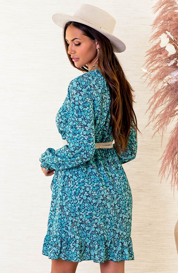 Bloemenprint Overslag Jurk Anouk Mint – shoparchief — foto 4
