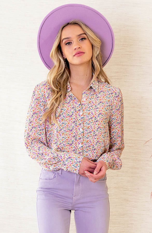 Bloesemprint Blouse Hila Lila Oranje – shoparchief — foto 2