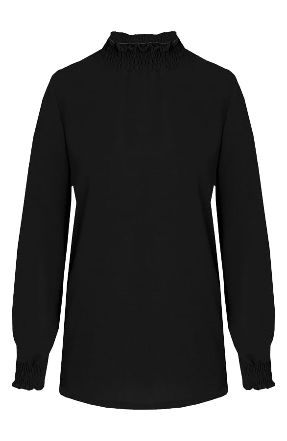 Col Blouse Dames Philley Zwart – shoparchief
