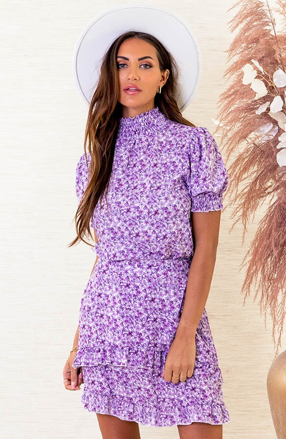 Lynn Top Bloemenprint Lila – shoparchief — foto 2