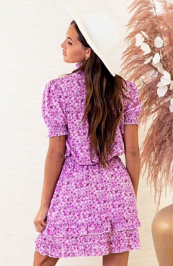 Laagjes Rok Met Print Chelsey Wit Roze – shoparchief — foto 5
