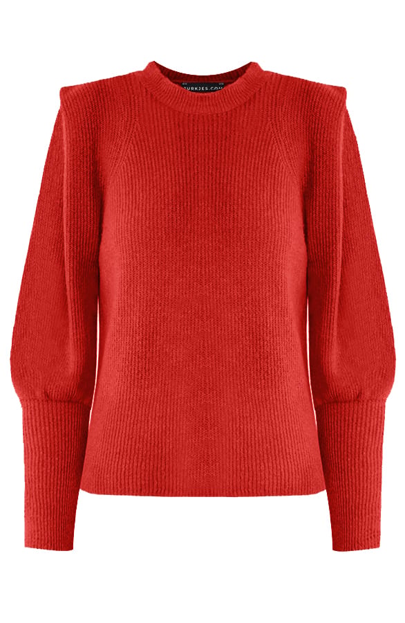 Gebreide Trui Met Schouderdetails Liv Rood – shoparchief