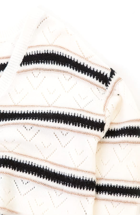Gehaakte Patroon Lurex Trui Xanne Ecru – shoparchief — foto 2