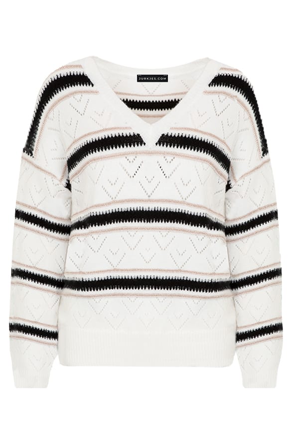 Gehaakte Patroon Lurex Trui Xanne Ecru – shoparchief