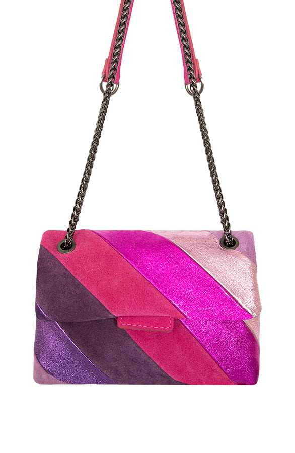 Gestreepte Crossbody Bag Gina Fuchsia – shoparchief