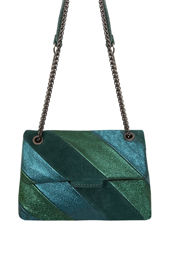 Gestreepte Crossbody Bag Gina Smaragd – shoparchief