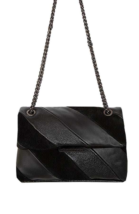 Gestreepte Crossbody Bag Gina Zwart – shoparchief