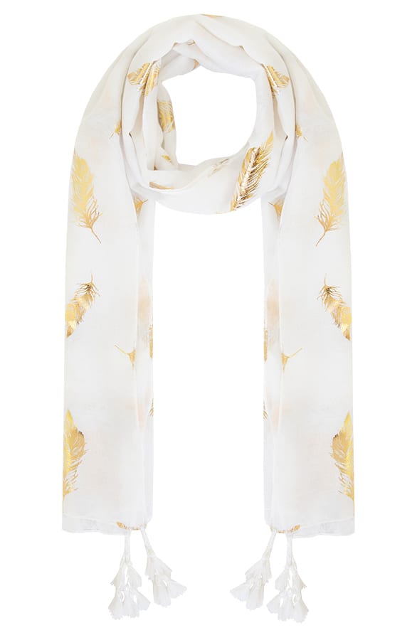 Gouden Veren Sjaal Emmely Wit – shoparchief