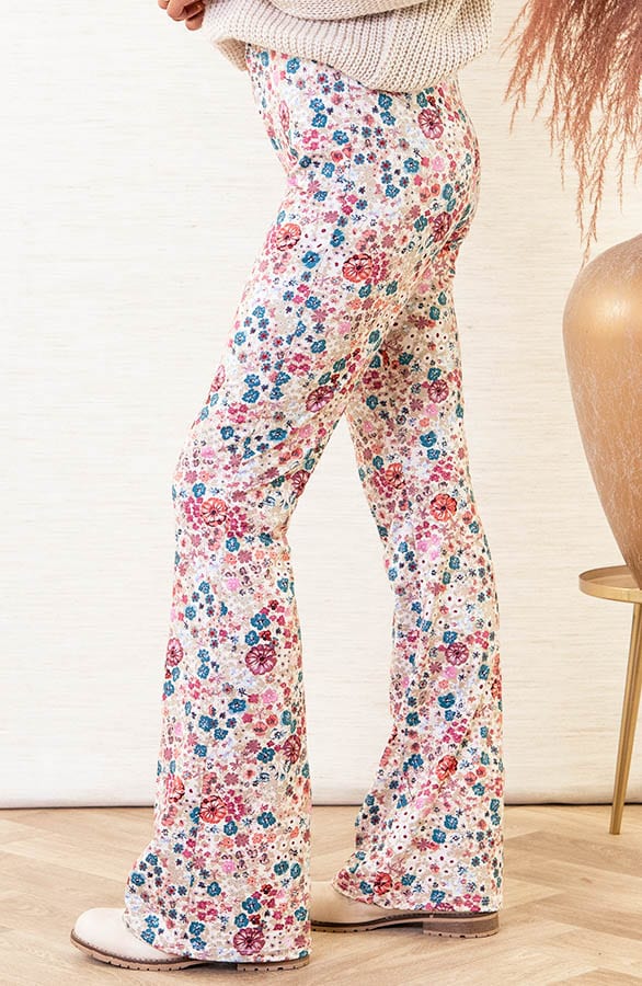 Janine Flared Broek Bloemen Dust Roze – shoparchief — foto 3