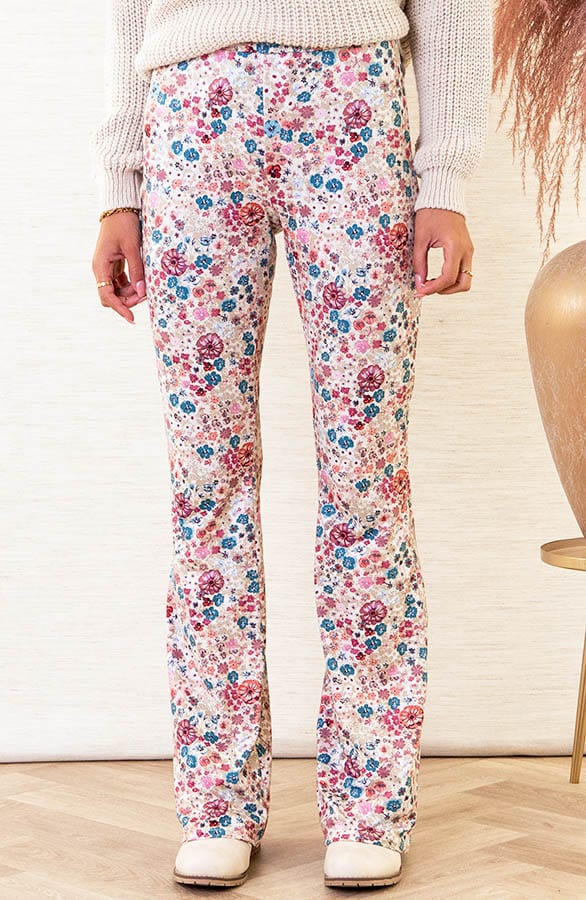 Janine Flared Broek Bloemen Dust Roze – shoparchief