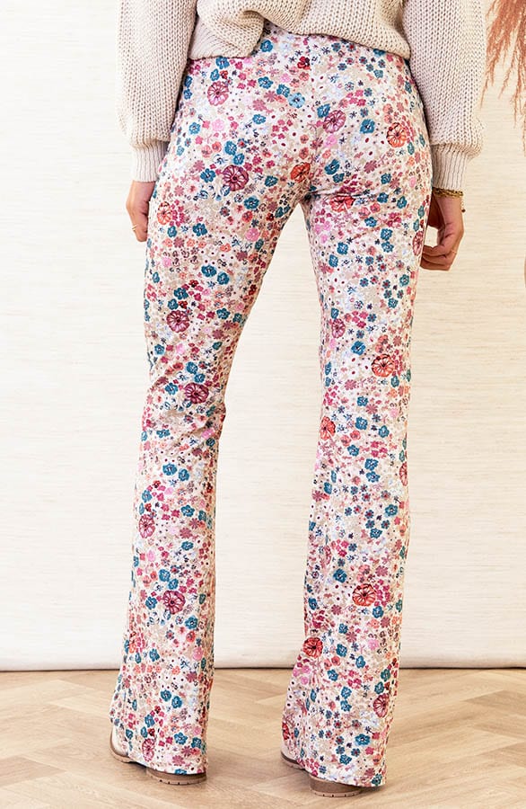 Janine Flared Broek Bloemen Dust Roze – shoparchief — foto 2