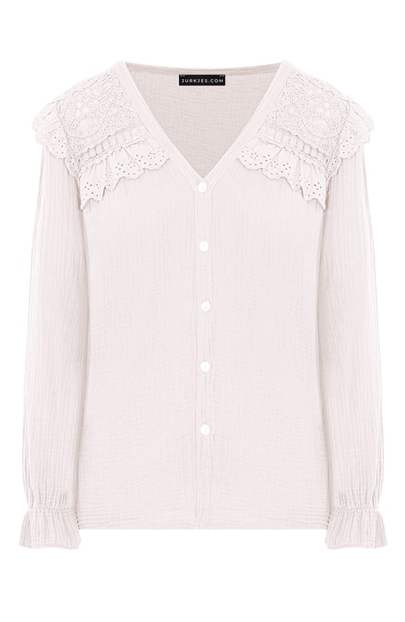 Linnen Broderie Blouse Jolijn Beige – shoparchief