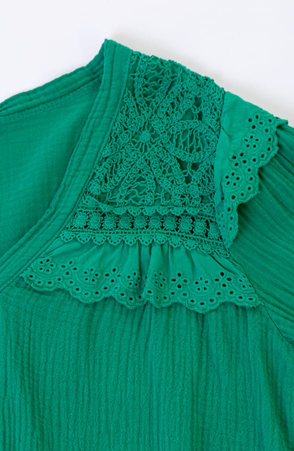 Linnen Broderie Blouse Jolijn Groen – shoparchief — foto 2