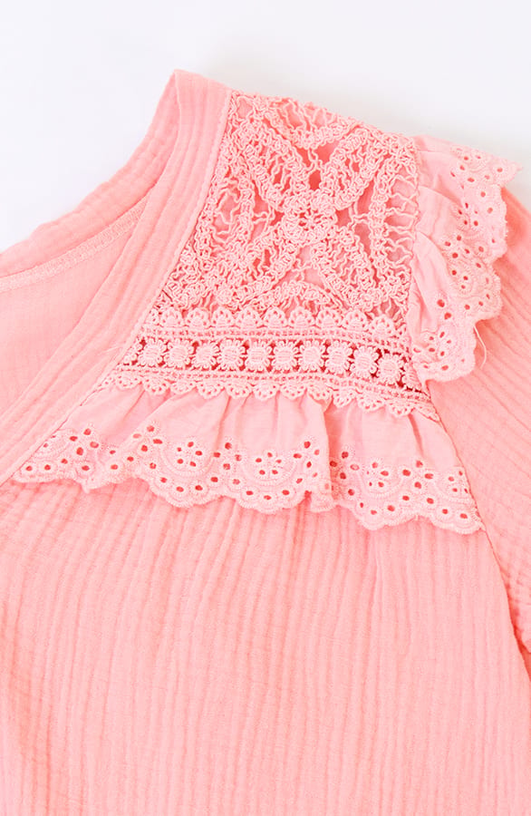 Linnen Broderie Blouse Jolijn Zalmroze – shoparchief — foto 2