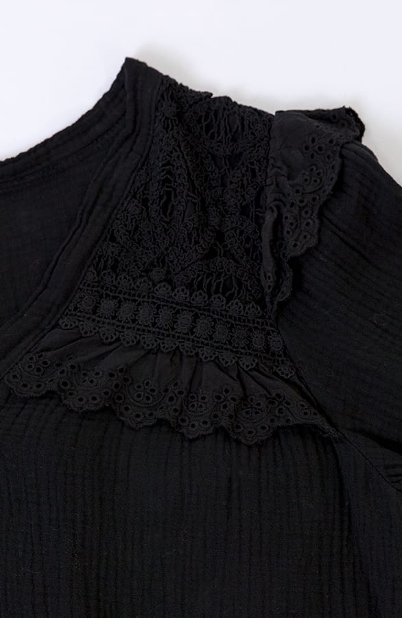 Linnen Broderie Blouse Jolijn Zwart – shoparchief — foto 2