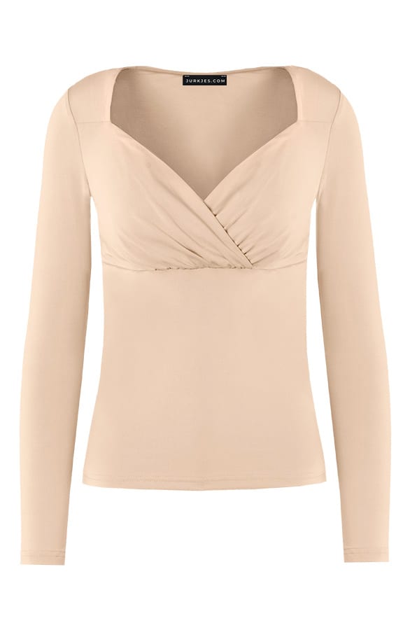 Longsleeve Overslag Top Dina Beige – shoparchief