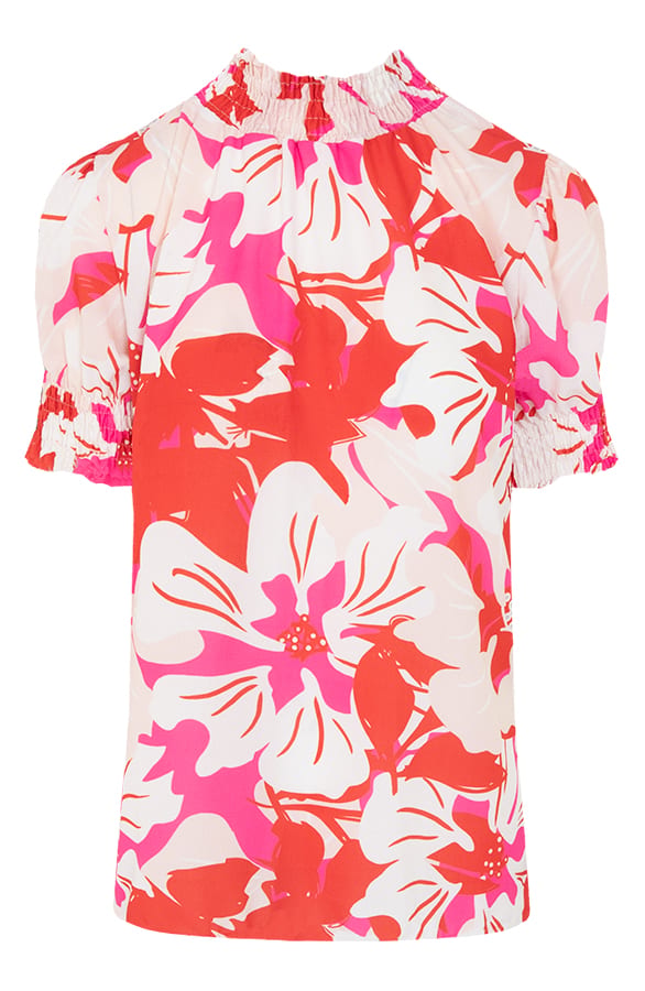 Lynn Top Bloemenprint Roze Rood – shoparchief