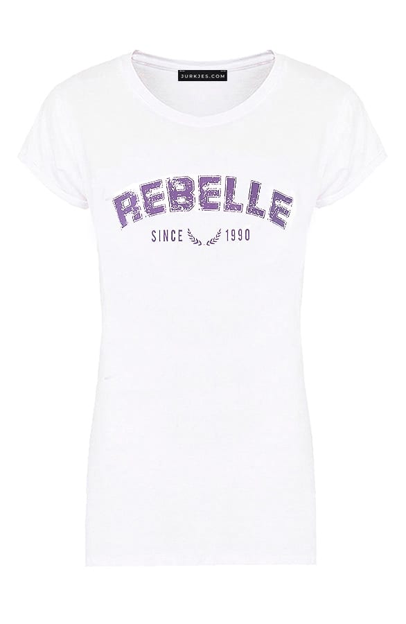 Print T-shirt Caty Wit Lila – shoparchief