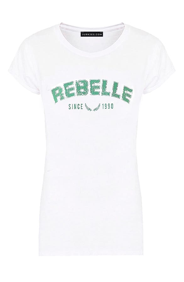 Print T-shirt Caty Wit Mint – shoparchief