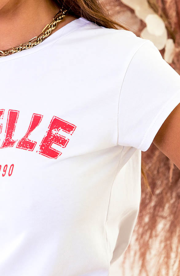 Print T-shirt Caty Wit Rood – shoparchief — foto 5