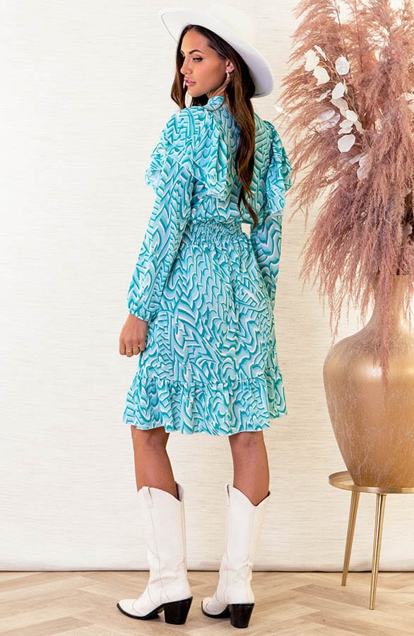 Retro Ruches Jurk Kendra Mint – shoparchief — foto 4