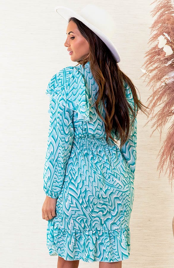 Retro Ruches Jurk Kendra Mint – shoparchief — foto 5