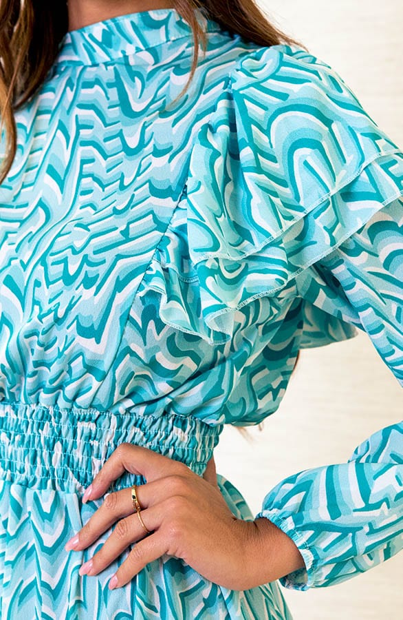 Retro Ruches Jurk Kendra Mint – shoparchief — foto 6