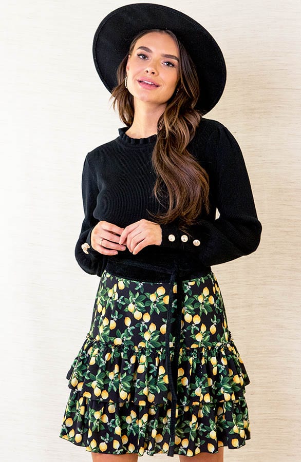 Ribstof Ruffle Top Yaell Zwart – shoparchief — foto 2