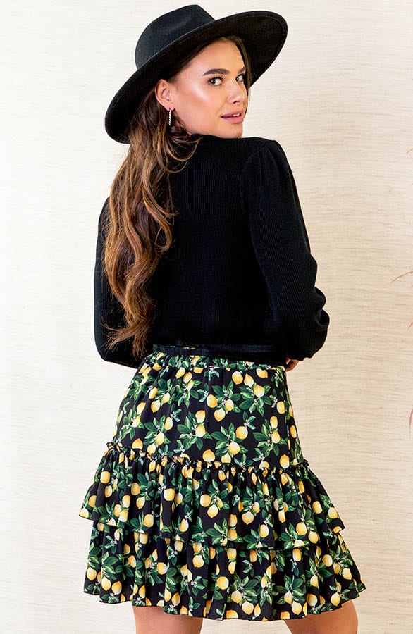 Ribstof Ruffle Top Yaell Zwart – shoparchief — foto 4
