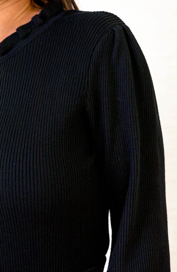 Ribstof Ruffle Top Yaell Zwart – shoparchief — foto 5