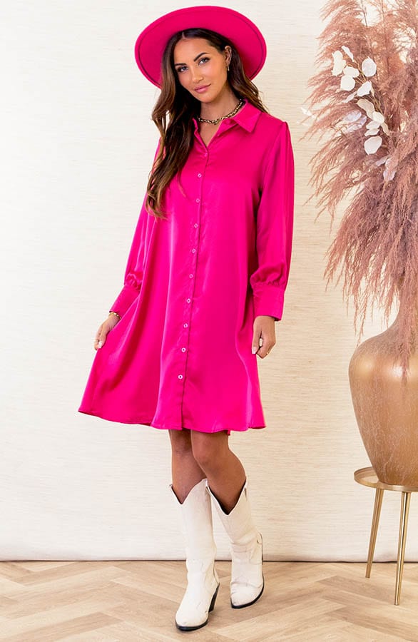 Silk Blousejurk Ava Fuchsia – shoparchief — foto 2