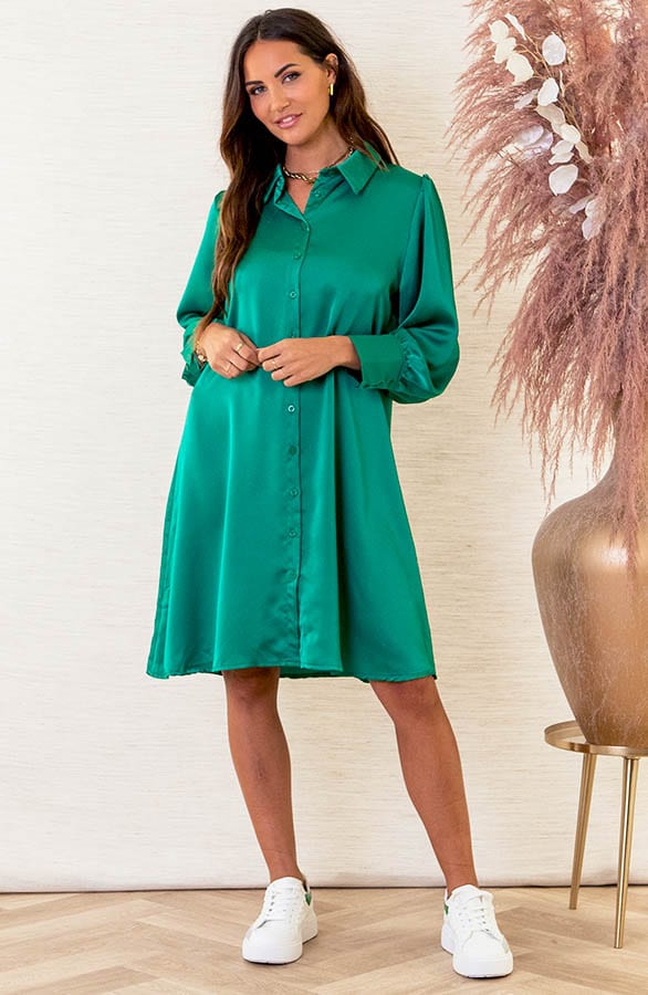 Silk Blousejurk Ava Groen – shoparchief — foto 2