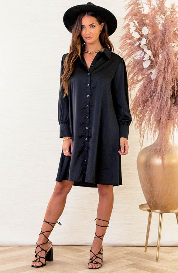 Silk Blousejurk Ava Zwart – shoparchief — foto 5