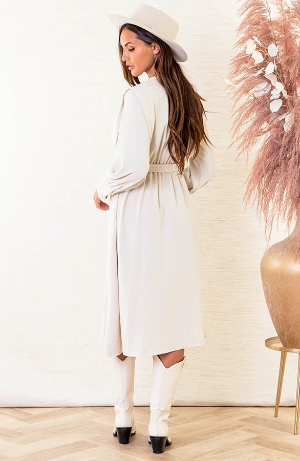 V-hals Jurk Met Split Eva Beige – shoparchief — foto 4