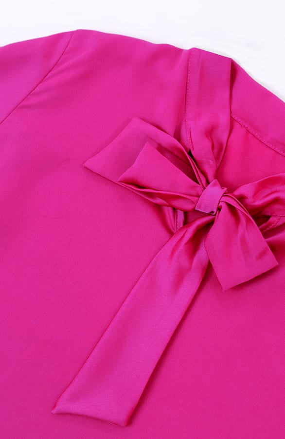 V-hals Zijden Blouse Casy Fuchsia – shoparchief — foto 2