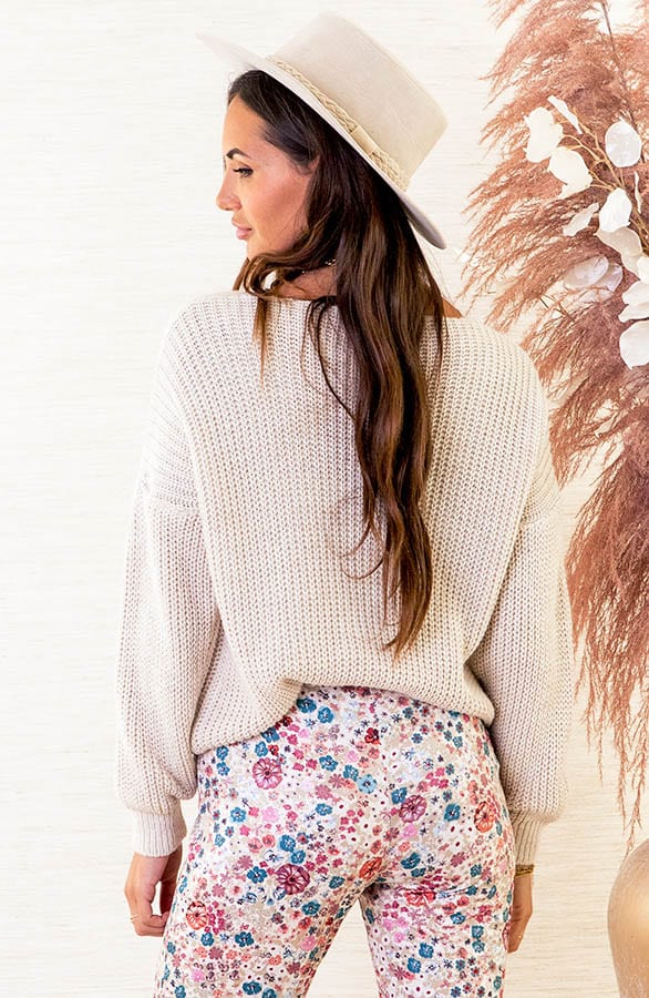 V-hals trui Gebreid Dora Beige – shoparchief — foto 4