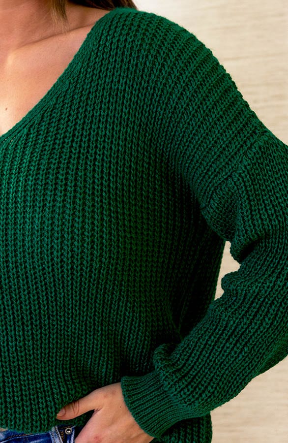 V-hals trui Gebreid Dora Bright Green – shoparchief — foto 5