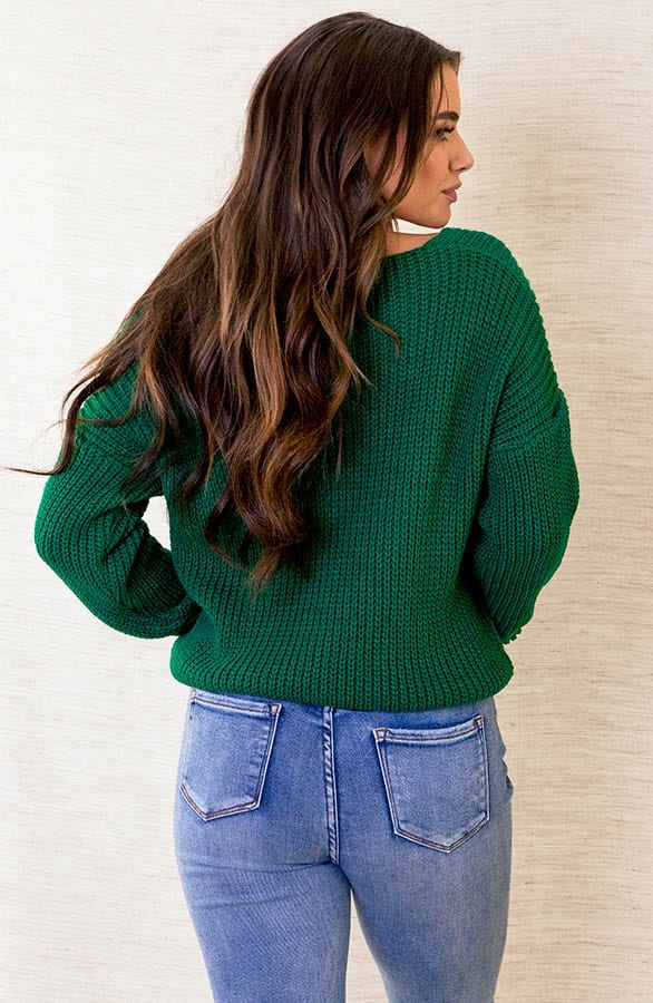 V-hals trui Gebreid Dora Bright Green – shoparchief — foto 4
