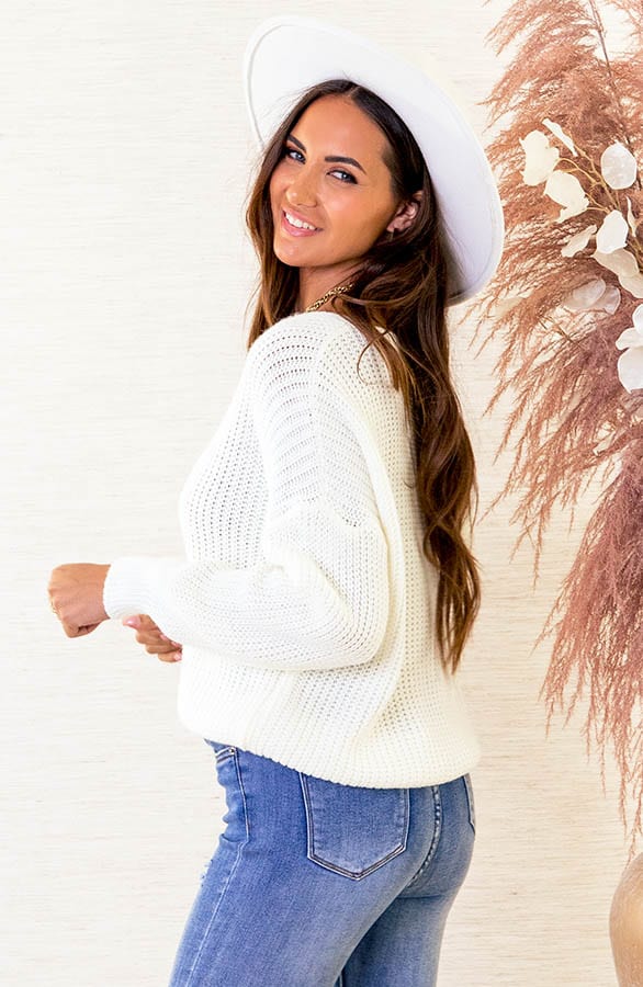 V-hals trui Gebreid Dora Ecru – shoparchief — foto 4