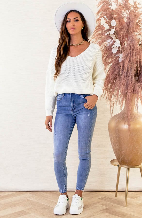 V-hals trui Gebreid Dora Ecru – shoparchief — foto 6
