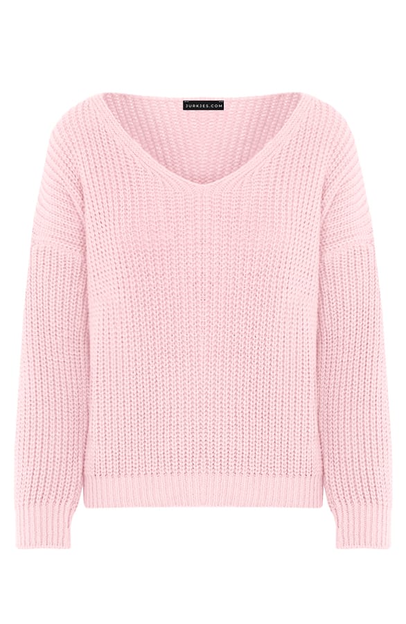 V-hals trui Gebreid Dora Lichtroze – shoparchief